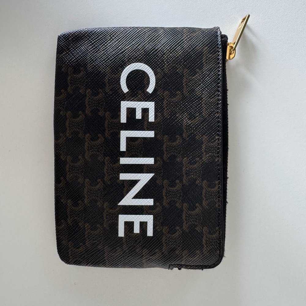 Celine Coin Purse in Triomphe Canvas with Celine Print